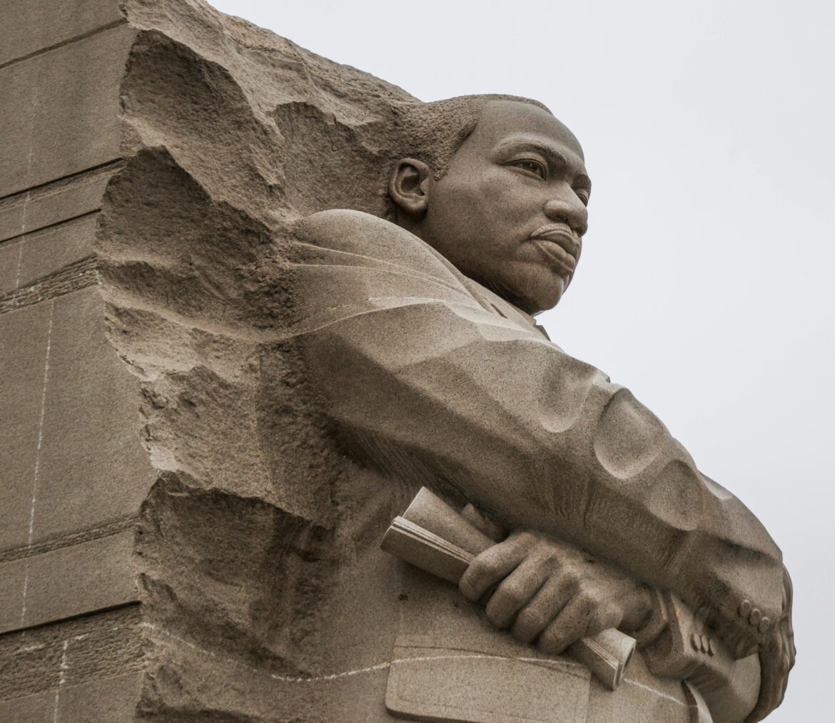 Stone carving of Martin Luther King Jr in Washington DC.