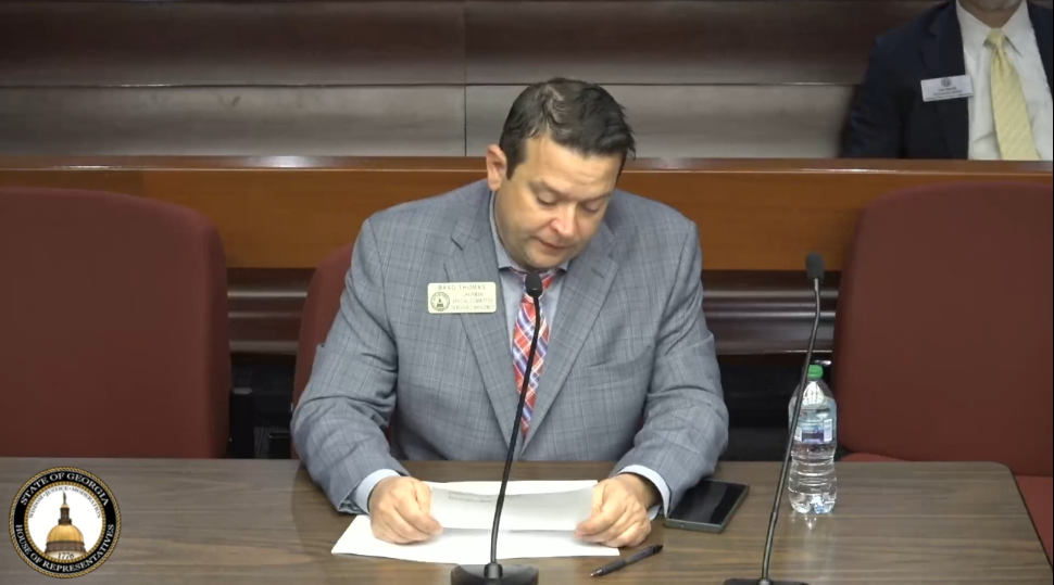State Rep. Brad Thomas, R-Holly Springs, presents House Bill 1063 to the Special Committee on Resource Management on Friday, Feb. 6. Credit: Georgia House