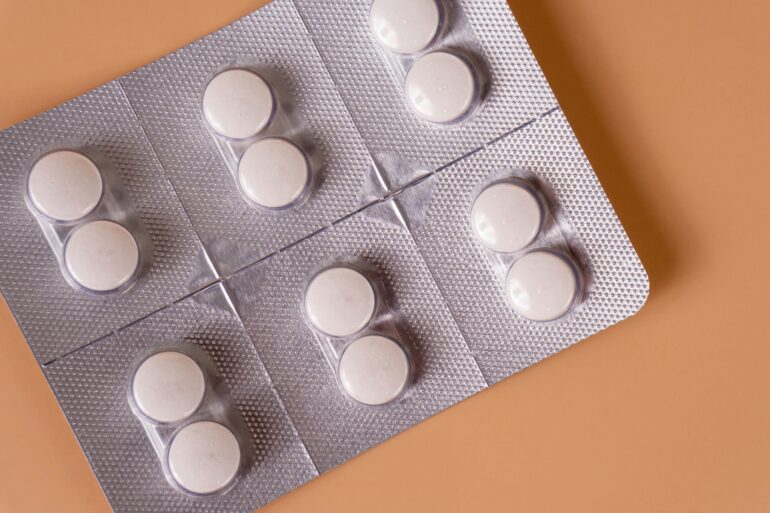 A pack of medications sitting on a table