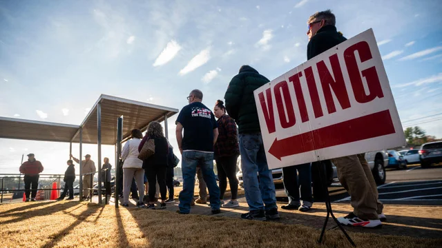 Voters waiting in line