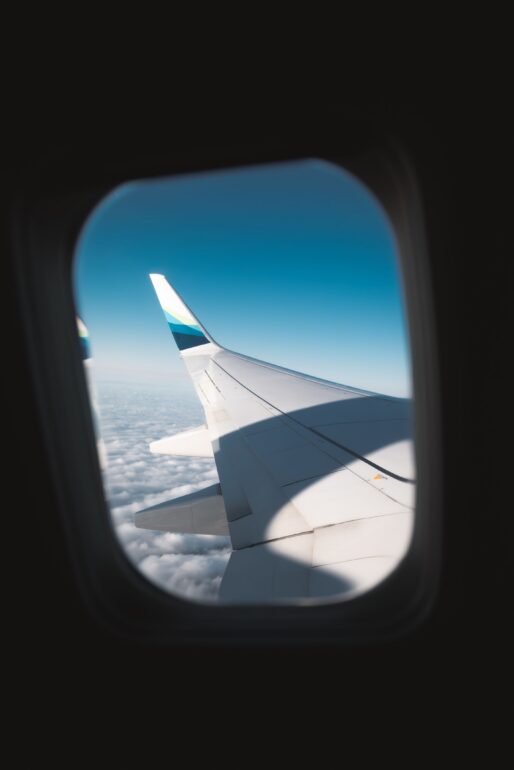 Photo looking out a airplane window