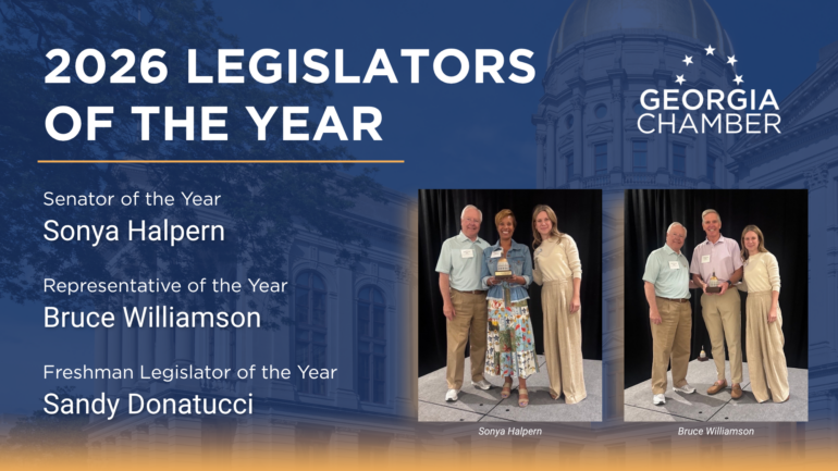 Georgia Chamber announcement of the 2026 Legislators of the Year