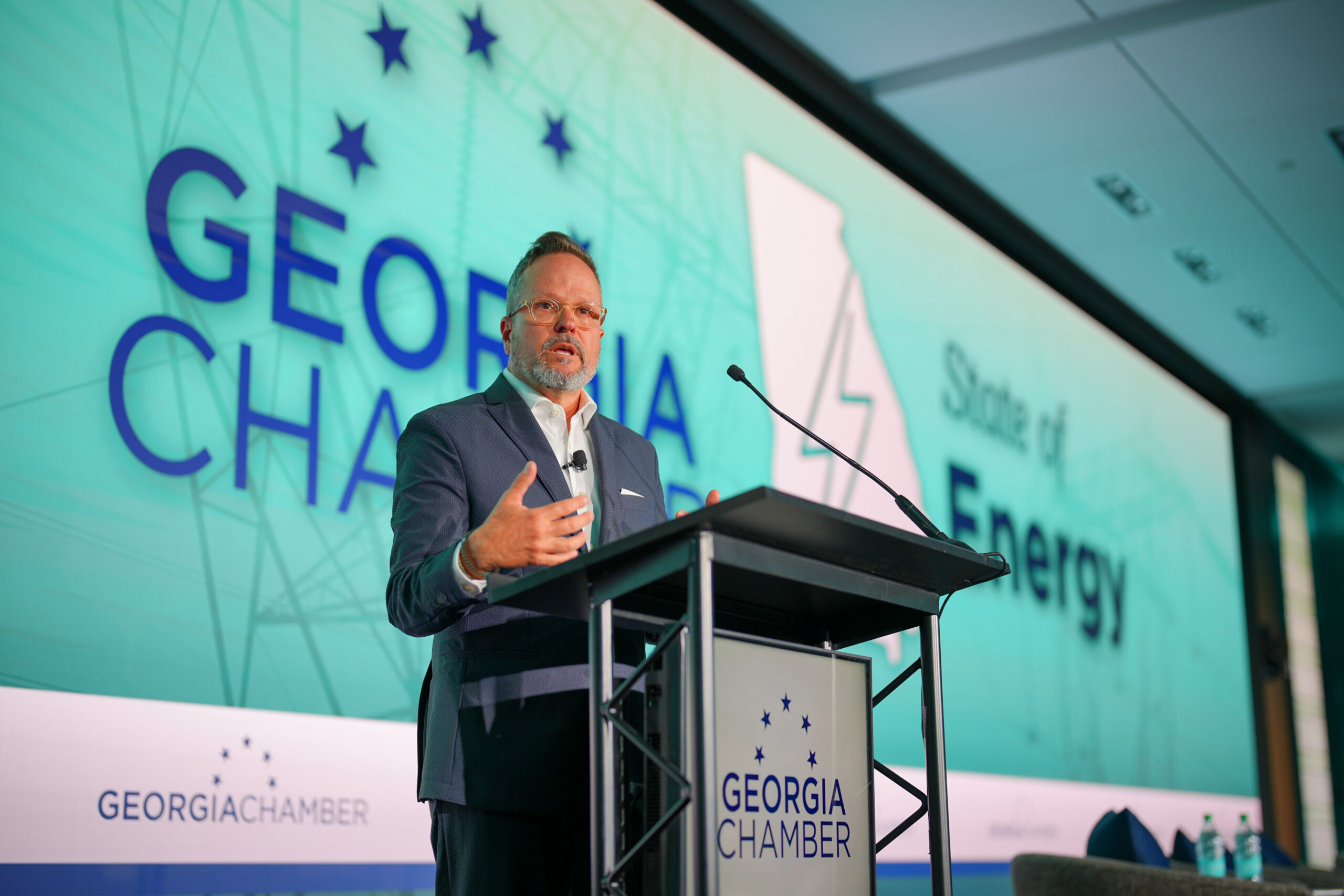 Chris Clark, president and CEO of the Georgia Chamber of Commerce, speaks at the organization's "State of Energy" event on May 28, 2026. Credit: Georgia Chamber of Commerce.