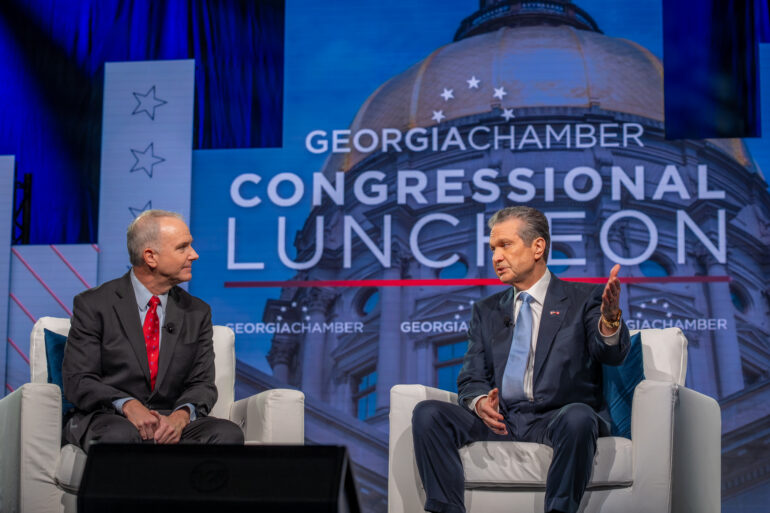Rick Jackson, the Republican nominee for Georgia governor, speaks at the Georgia Chamber of Commerce Congressional Luncheon on Aug. 5, 2026. Credit: Georgia Chamber of Commerce.