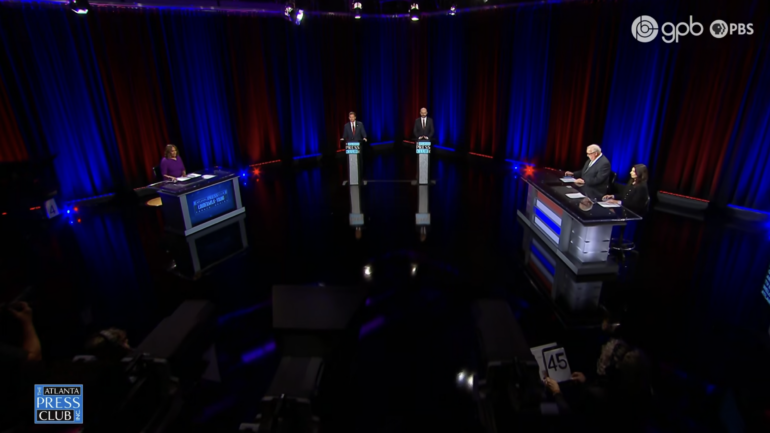 Georgia Lieutenant Governor Democratic nominee Josh McLaurin and Republican nominee Greg Dolezal debate ahead of the November election. Credit: Atlanta Press Club Debates YouTube Page.
