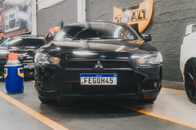 a black mitsubishi car