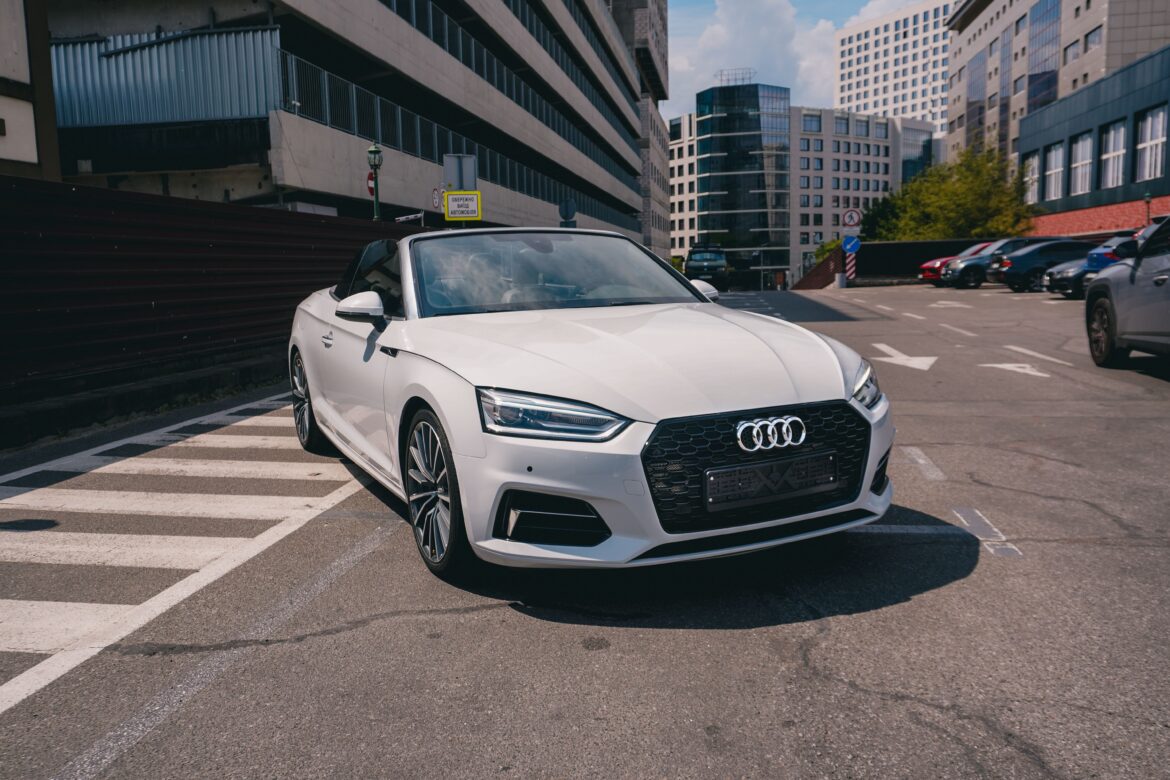 A white Audi car